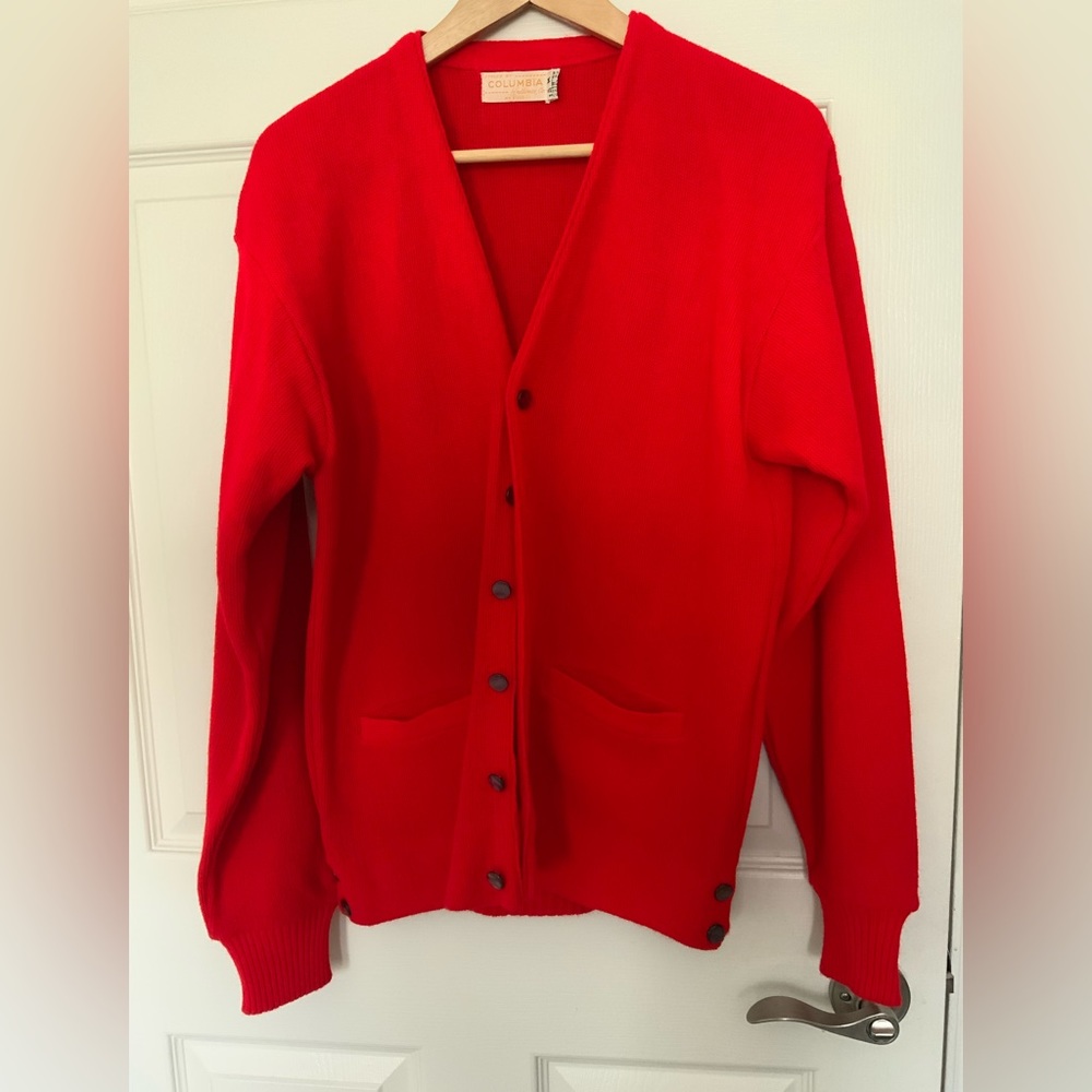 Vintage Styled by Columbia Knitwear Co Long Sleeve Red Cardigan Size M